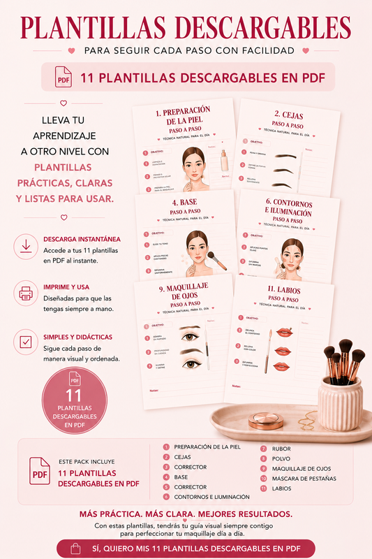 PLANTILLAS DESCARGABLES: Para seguir cada paso con facilidad.
